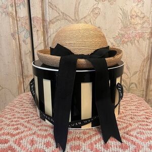 Straw Sun Hat with Black Ribbon for Kids